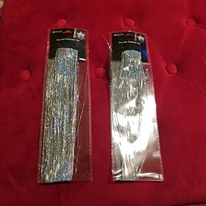 NIP Expressions Glitter Silver Faux Hair Extension Clips Halloween Costume